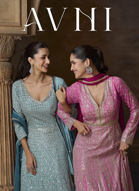 Avni By Sayuri Georgette With Sequence Work Gown With Dupatta Wholesale In India
